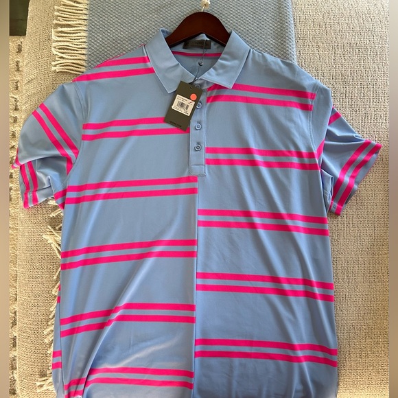 G/Fore Offset Striped Men’s Golf Polo Lt. Blue/Pink-Size XL NWT⛳️ - Picture 5 of 5